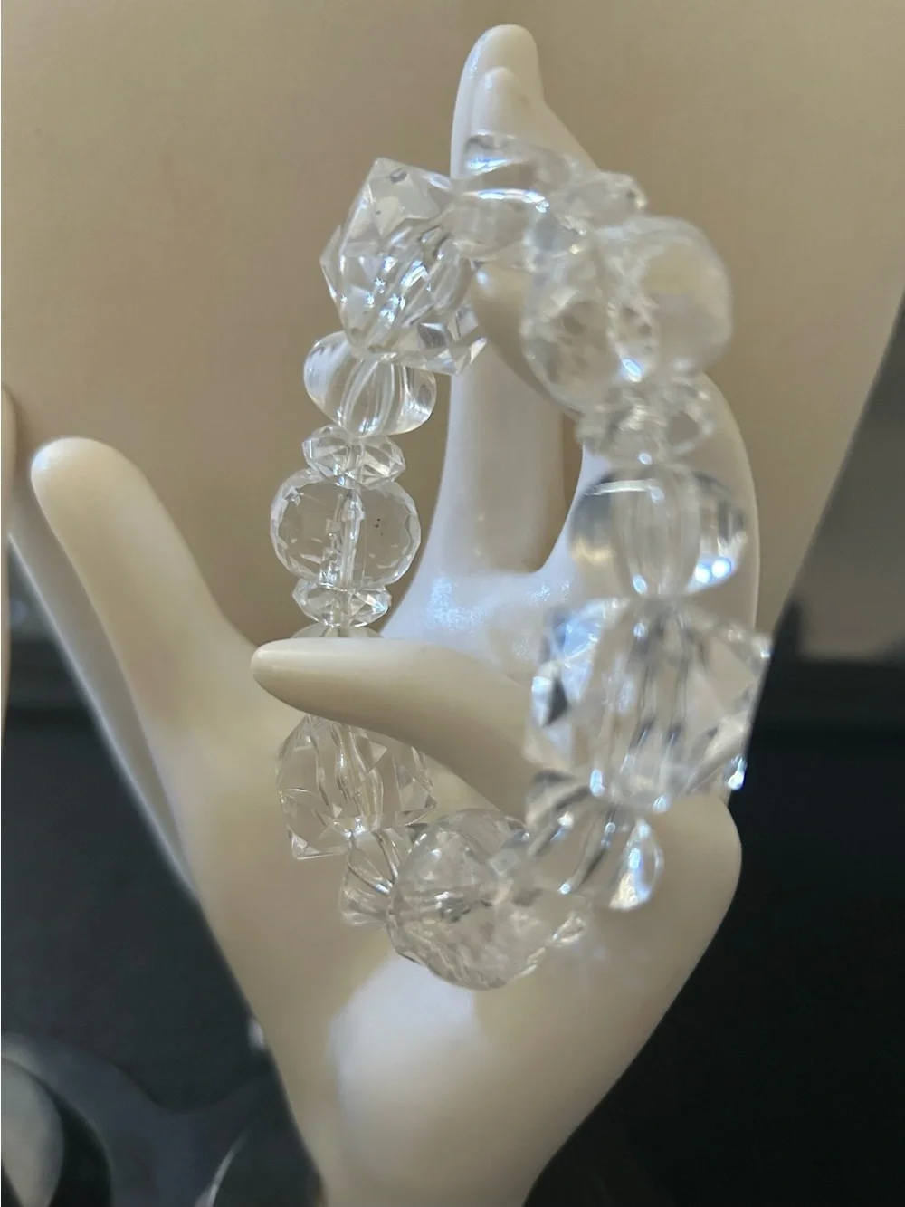 Crystal Clear Beaded Stretch Bracelet - Transparent
